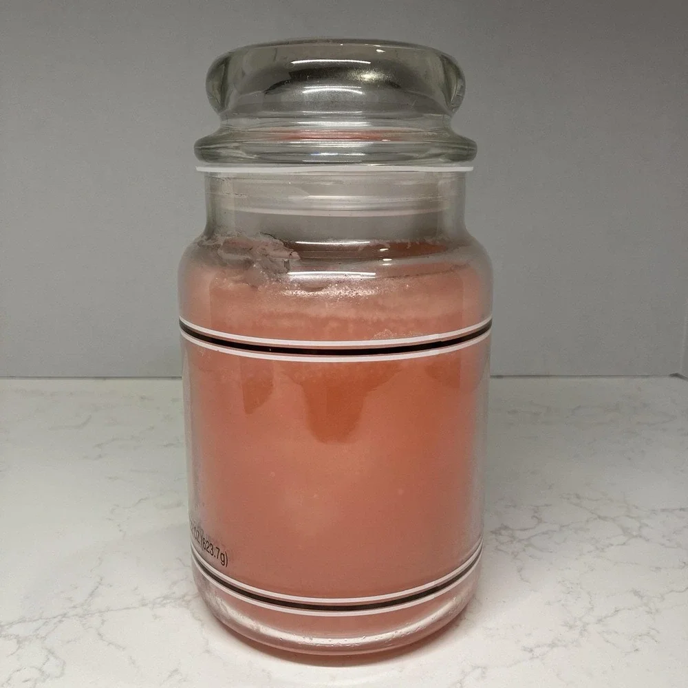 Vtg Yankee Candle Blackband Juicy Grapefruit Housewarmer 22oz Pink Retired